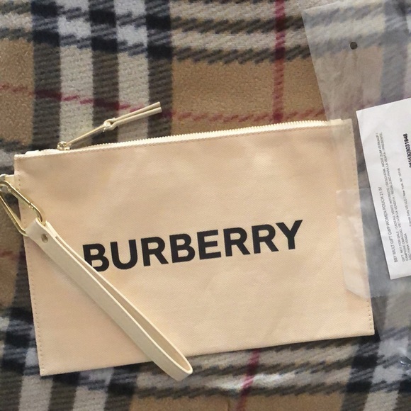 NIB Burberry Canvas Wrist Pouch - Picture 1 of 9